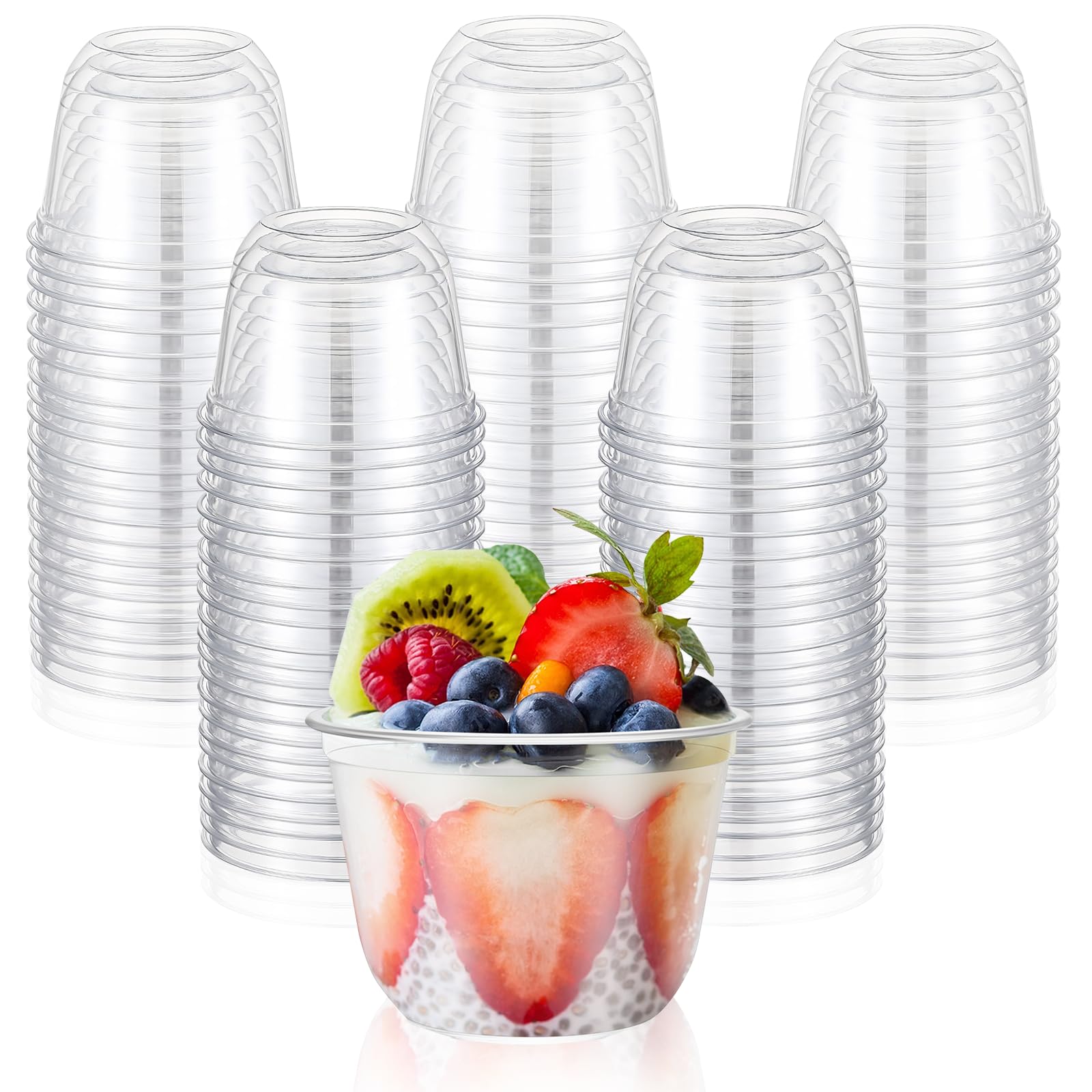 100 Pcs Plastic Stemless Wine Glasses Disposable Plastic Wine Glasses for Parties Weddings Birthdays Cocktail(Clear,9oz)