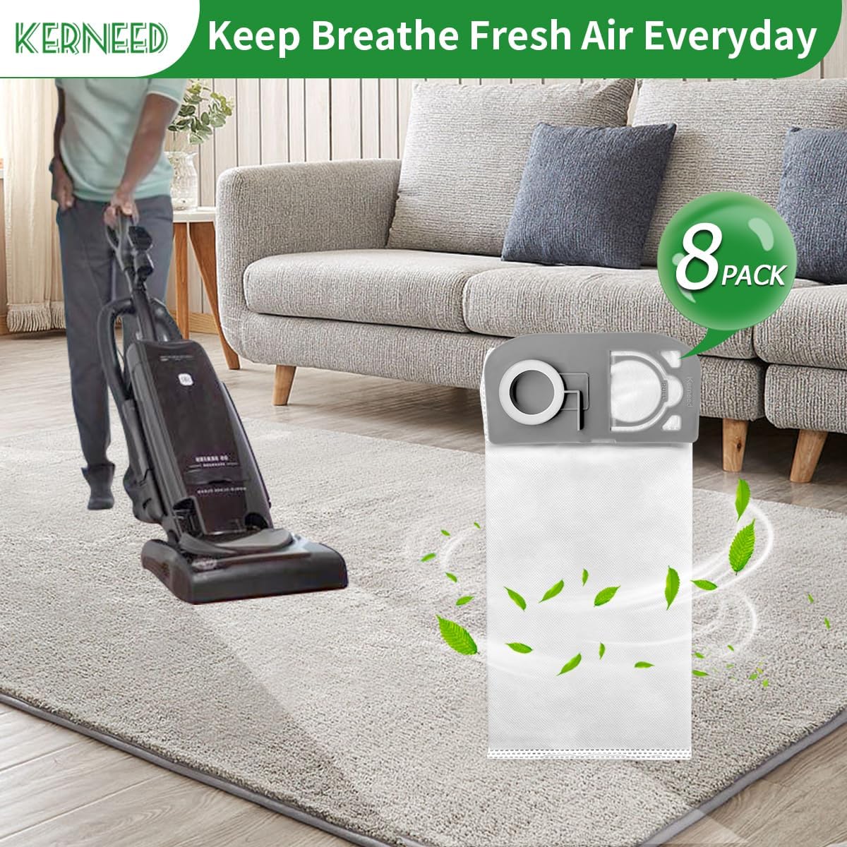 8 Pack HEPA R25 Vacuum Cleaner Bags Compatible for Riccar R25 Series R25S, R25D, R25P Upright Vacuums, #Part R25HC-6