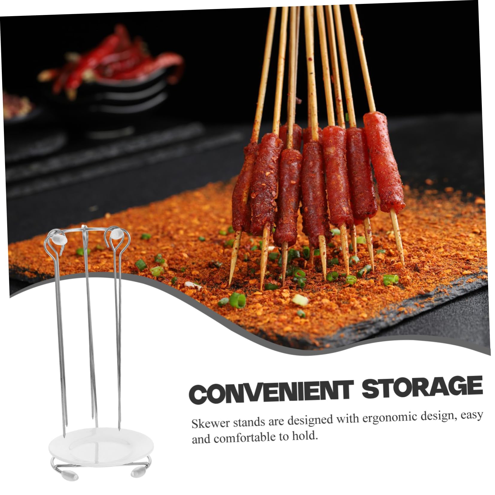 iplusmile Supporto Spiedini per Barbecue in Acciaio Inox Resistente, Griglia Verticale per Kebab Versatile, Utensili da Cucina Portatili per Grigliate All’aperto e Picnic