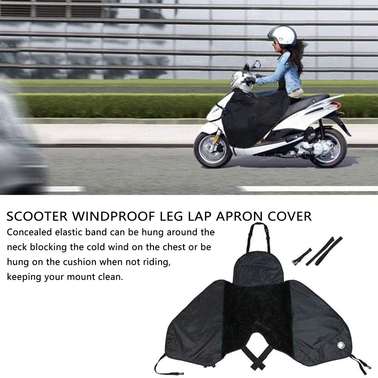 coprigambe scooter Compatibile con Piaggio Liberty 125,per mantenere le gambe calde, con pile di cotone incorporato e tasca portaoggetti(Black)