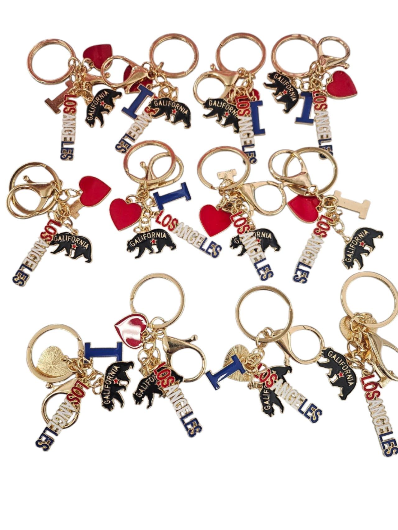 CLGIFT Set of 12 Los Angeles Souvenir Keychain, I Heart LA Keychain, I Heart Los Angeles Keychain