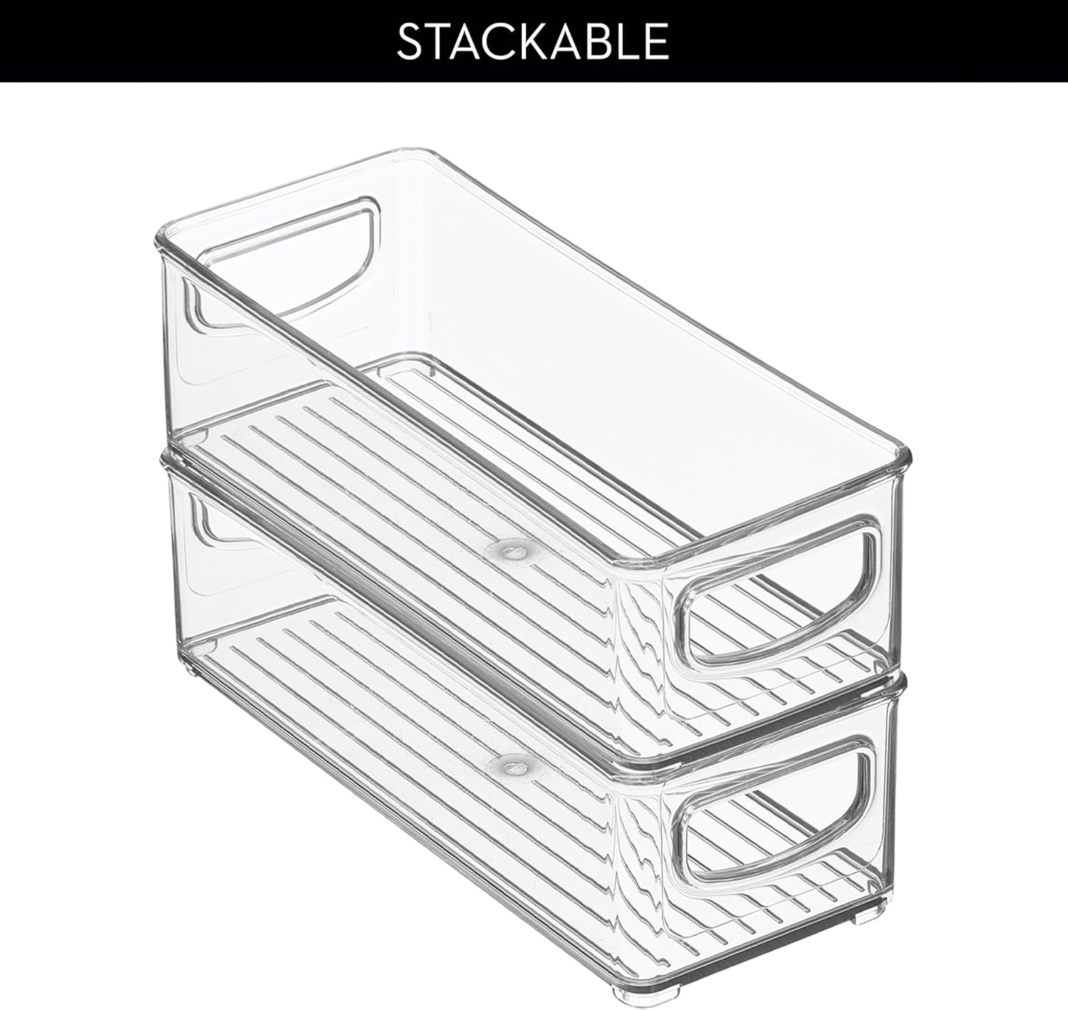 iDesign Stackable Storage Bin with Handles for Pantry, Fridge, or Freezer, Clear, Made in USA - Image 5