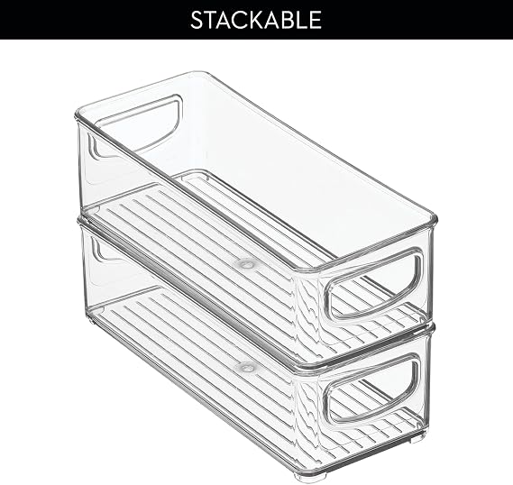 iDesign Plastic Stackable Pantry Bin, Clear
