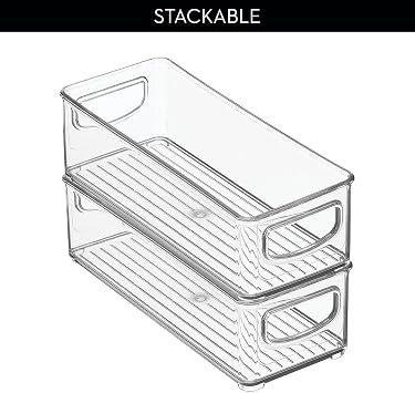 iDesign Plastic Stackable Pantry Bin, Clear
