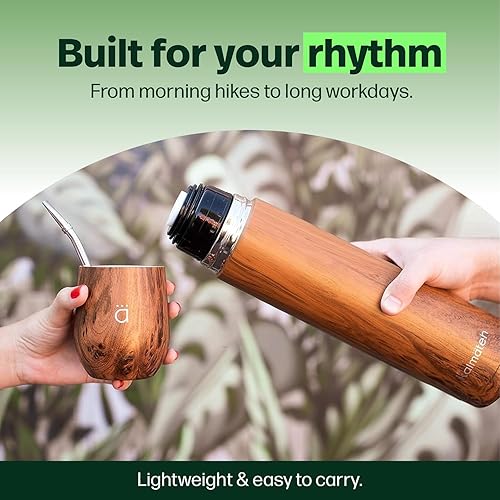 Miniatura 5 de KALMATEH Botella térmica moderna y elegante de doble pared aislada al vacío de acero inoxidable de 33.8 fl oz, vertido preciso y retención de calor