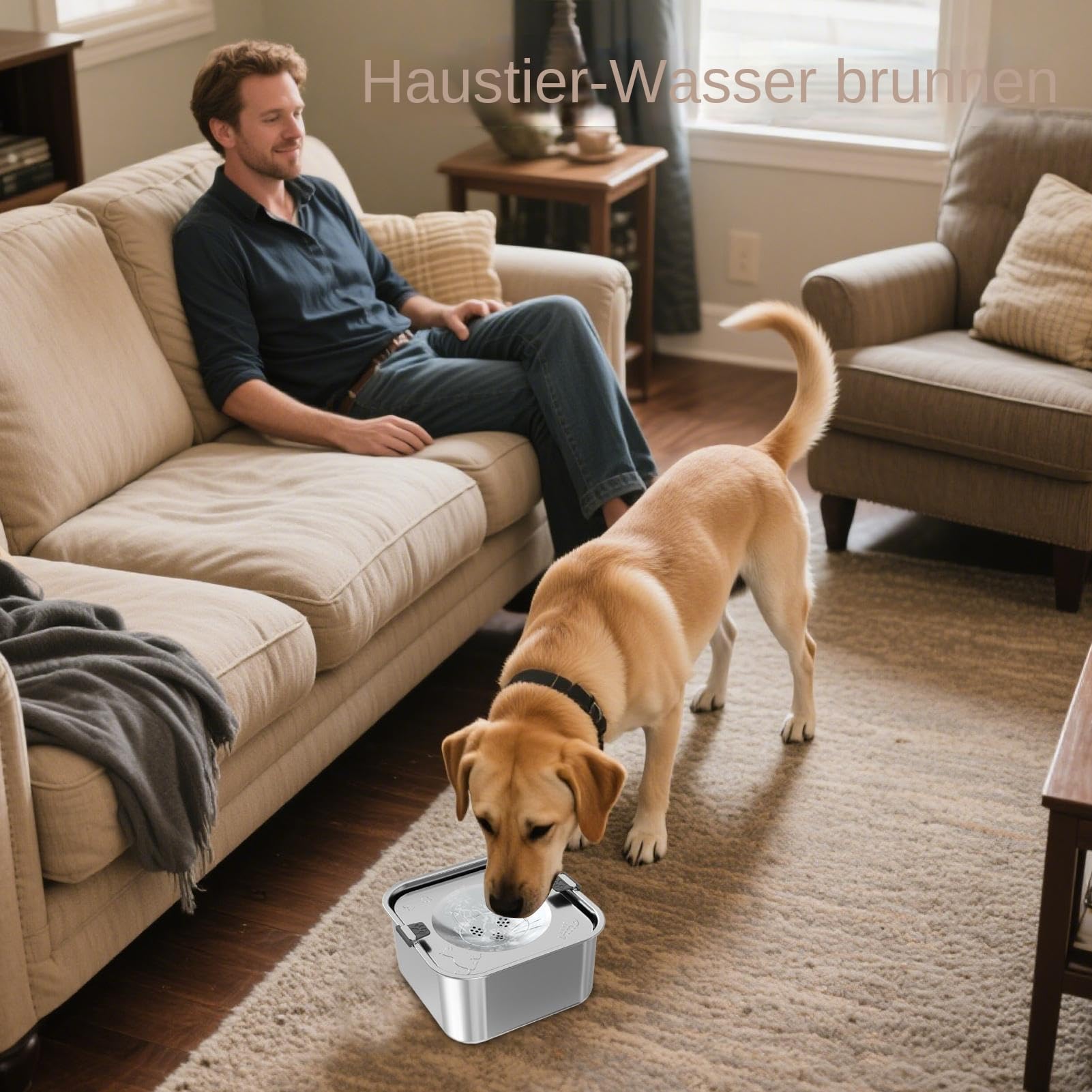 Auslaufsicherer Wassernapf für Hunde 3 L Edelstahl Wasserspender tropffrei | Großer Hundenapf Für Drinnen, Draußen, Unterwegs, Auto, Box, Käfig, Zuhause, Garten, Tierarzt