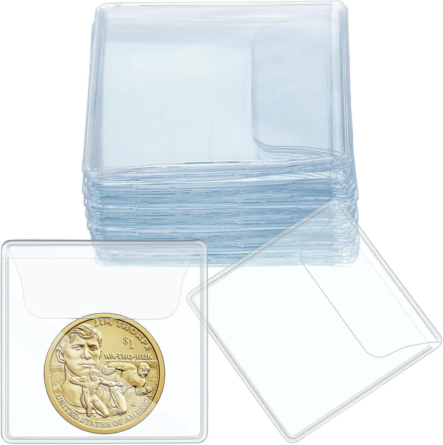Fainne 50 Pcs Single Pocket Coin Sleeves Collector