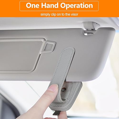 Miniatura 5 de Soportes para lentes de sol para visera de automóvil, paquete de 2 clips magnéticos de cuero para lentes de sol para visera de automóvil, soporte