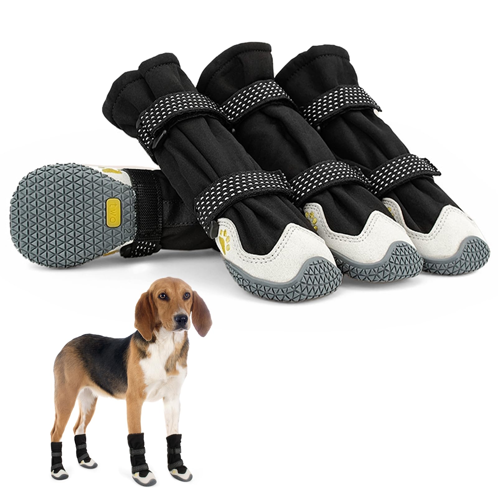 Caossuixin 4PCS Dog Boots for Injured Paws Waterproof Dog Shoes Adjustable with Reflective Straps