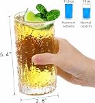 Cididu Set of 6 Textured Drinking Glasses, 12 oz Embossed Highball Water Glasses, Iced Tea Beverage Glass Thick Heavy Base, Vintage Glassware Sturdy Drinkware for Juice, Milk, Coffee, Dishwasher Safe