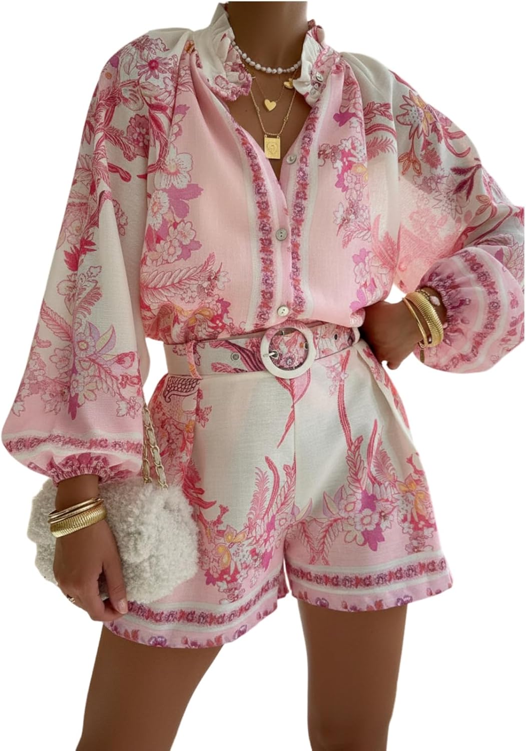 Akivide Women's Fashion Printed Linen Loungewear Collection Breathable Casual Two Piece Outfits for Daily and Vacation