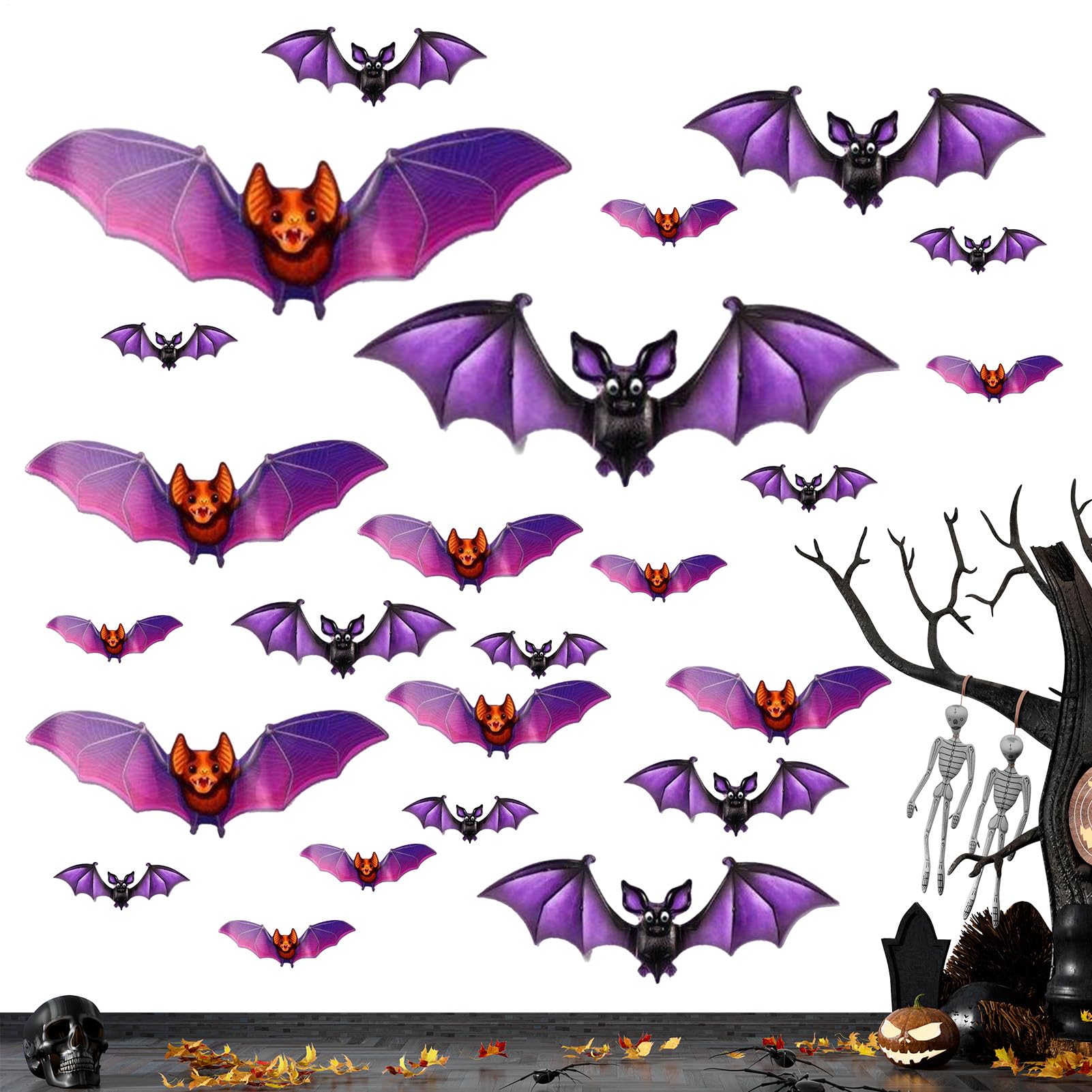 Autocollants chauves-souris 3D pour réussir vos décorations d'Halloween