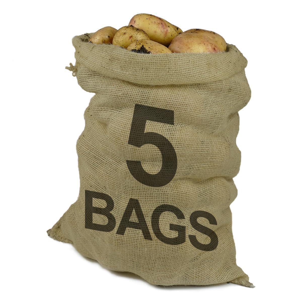PRObag - Hessian Sacks - PREMIUM GRADE - Jute, Burlap Sacks for Potatoes Vegetables Fruit - Potato Sacks Extra Strong (5, 60x100cm) POTATOES NOT INCLUDED