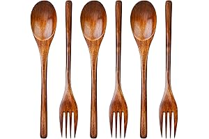 6Pcs Wooden Spoons Forks Set: Eco-Friendly Wooden Utensils