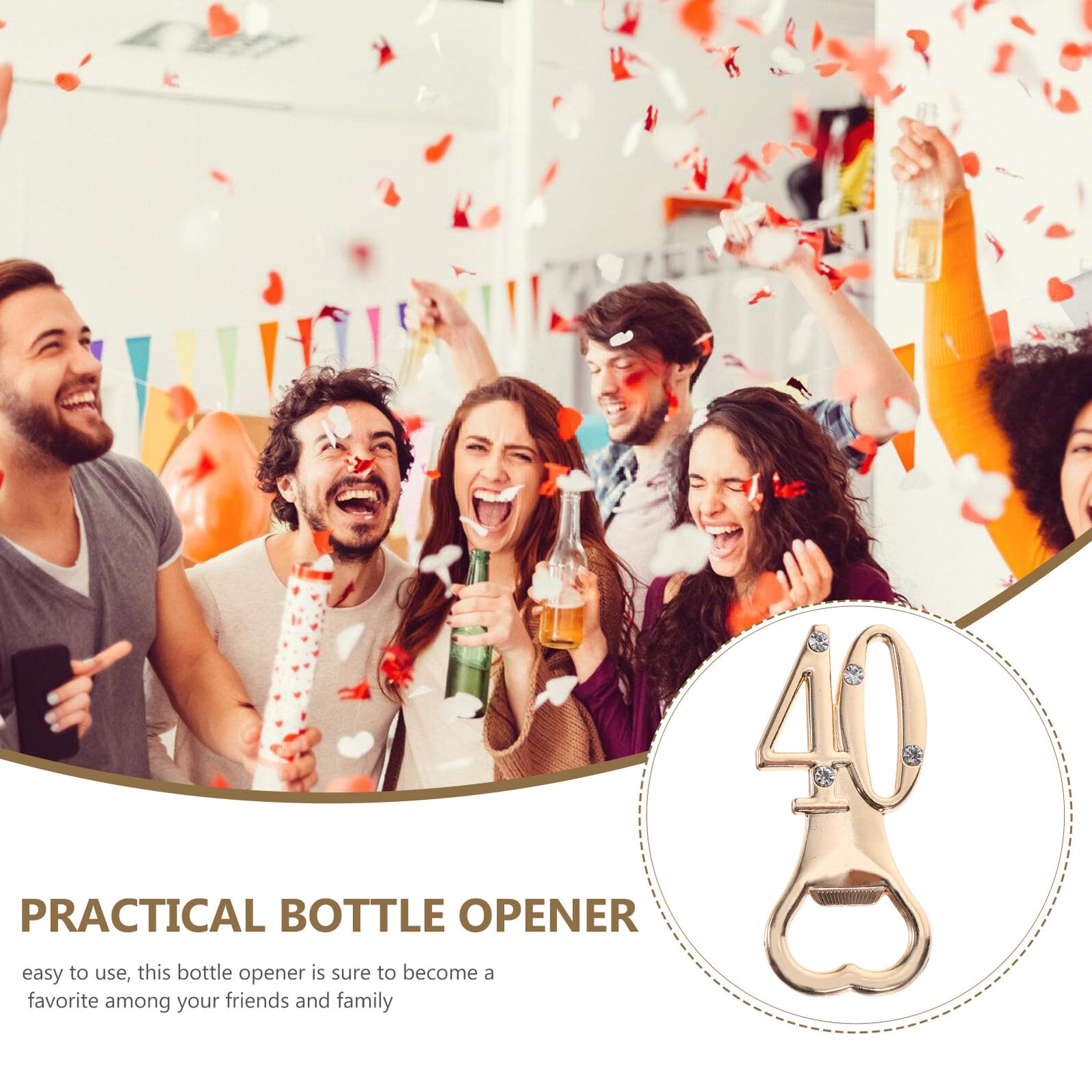 Set 10 Apribottiglie Strass per 40° Compleanno e Anniversario Apribottiglie Multifunzionale per Vino e Birra Bomboniere Eleganti per Feste e Celebrazioni