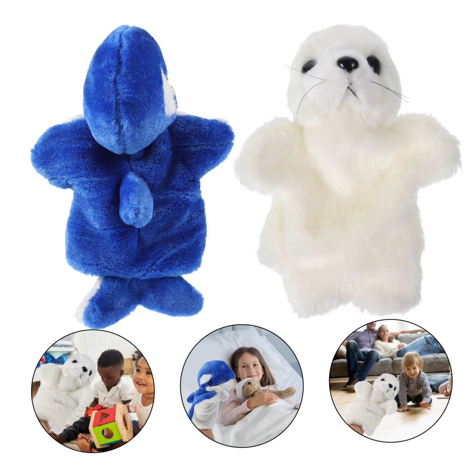 Abaodam 6piezas Títeres De Mano De Animales para Bebés De Delfín y León Marino Muñecos De Peluche Adorables para Interacción y Cuentacuentos para Desarrollo Creativo y Relaciones