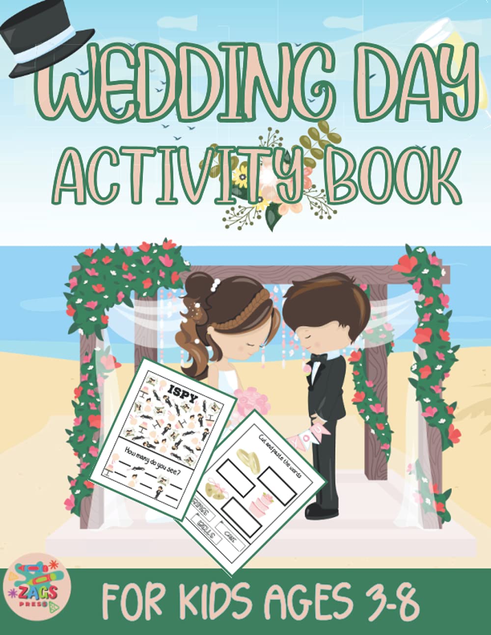 Wedding day activity book for kids ages 3-8: Wedding themed gift for Kids ages 3 and up