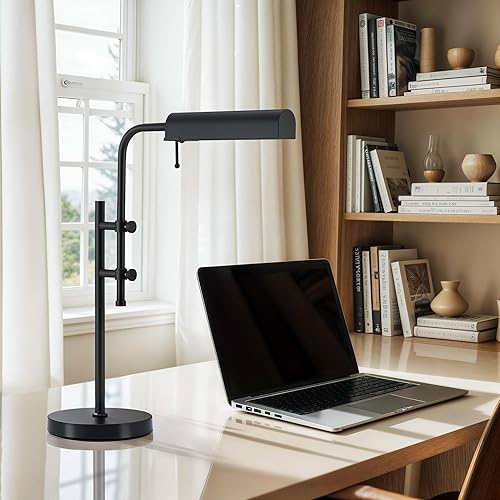 Miniatura 2 de VONLUCE Lámpara de escritorio rústica, lámpara de mesa de metal ajustable de estilo industrial, lámpara de lectura regulable para sala de estar,