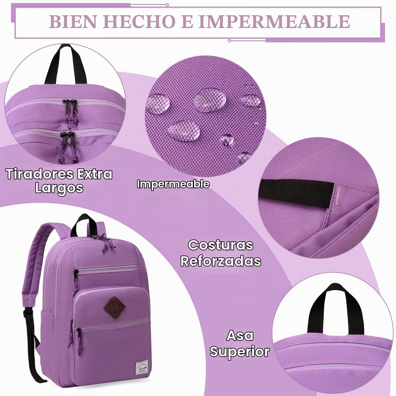 VASCHY Mochila Escolar 21L para Instituto Universidad Uso Casual Viaje