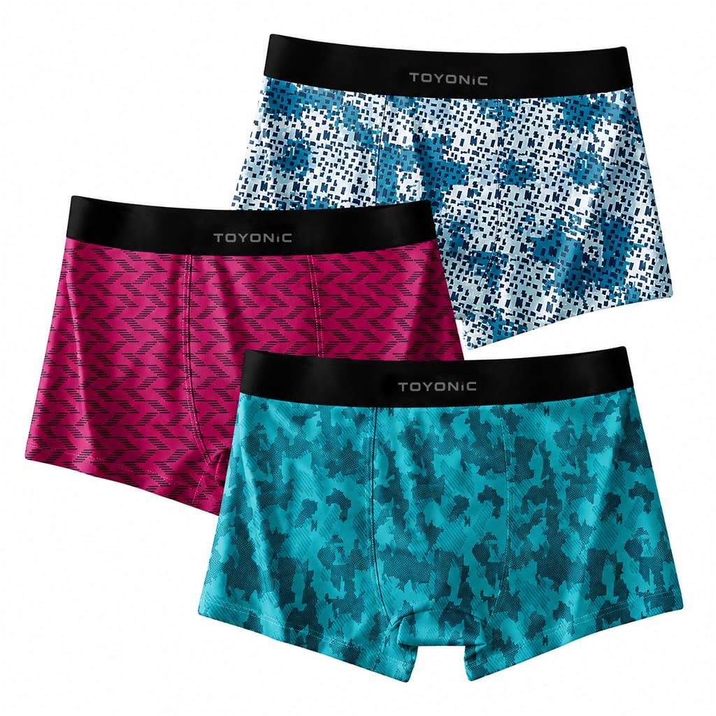 toyonic Men’s Printed Ice Silk Underwear Pack of 3 – Extra Thin Elastic Boxer Briefs | Breathable, Smooth & Comfortable Trunks-picture-19