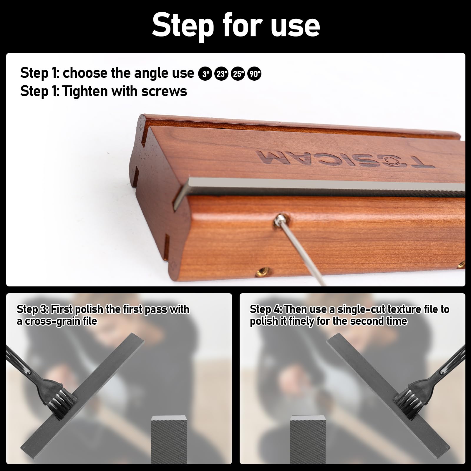 Musiclily Lime Biseautée à Frettes Pro 35 Degrés Pour Guitare Basse, Outil De Luthier De 200 Mm De Long