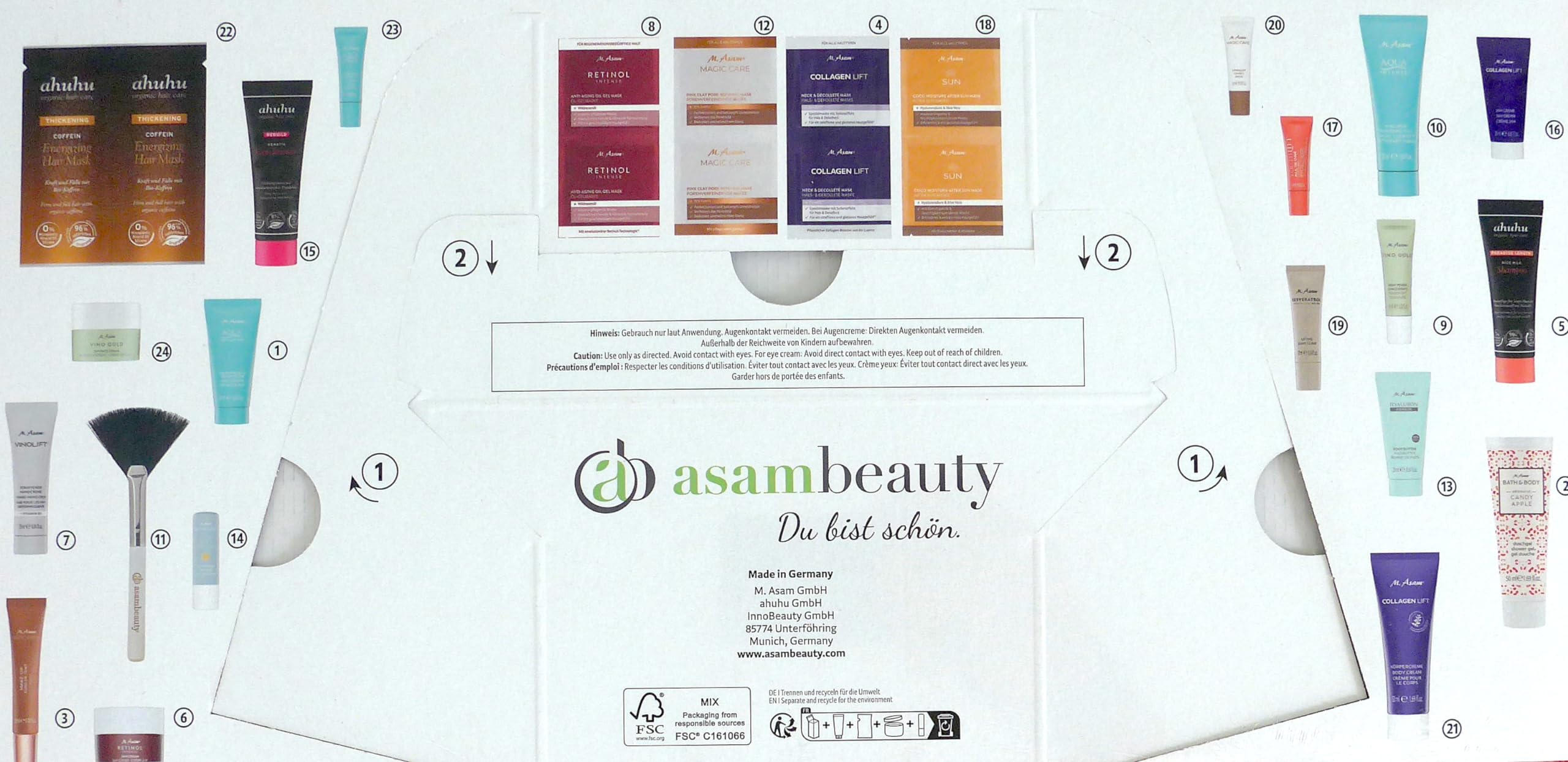 M.Asam - Asambeauty - Adventskalender Rot - 24 Exklusive Pflege Überraschungen - Skin Care + Make Up + Hair Care + Body Care