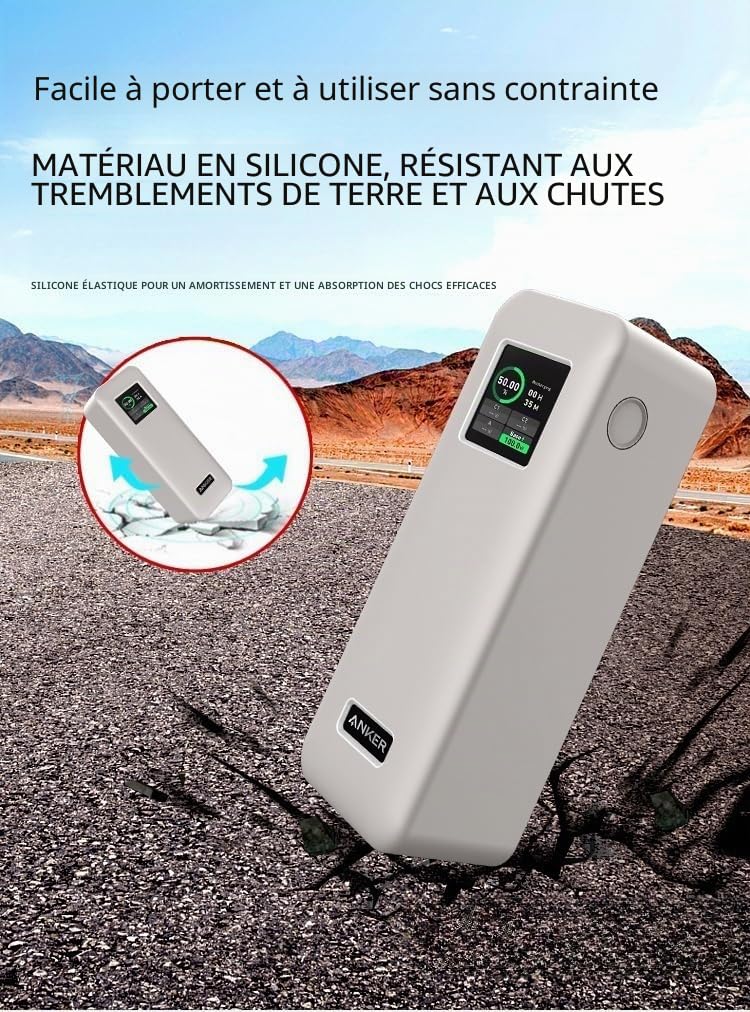 FTRONGRT Coque Compatible avec Anker Prime 27650mAH 250W Power Bank, Étanche à la Poussière, Anti-Chute, Silicone Étui de Protection Compatible avec Anker Prime 27650mAH 250W Power Bank. Gris