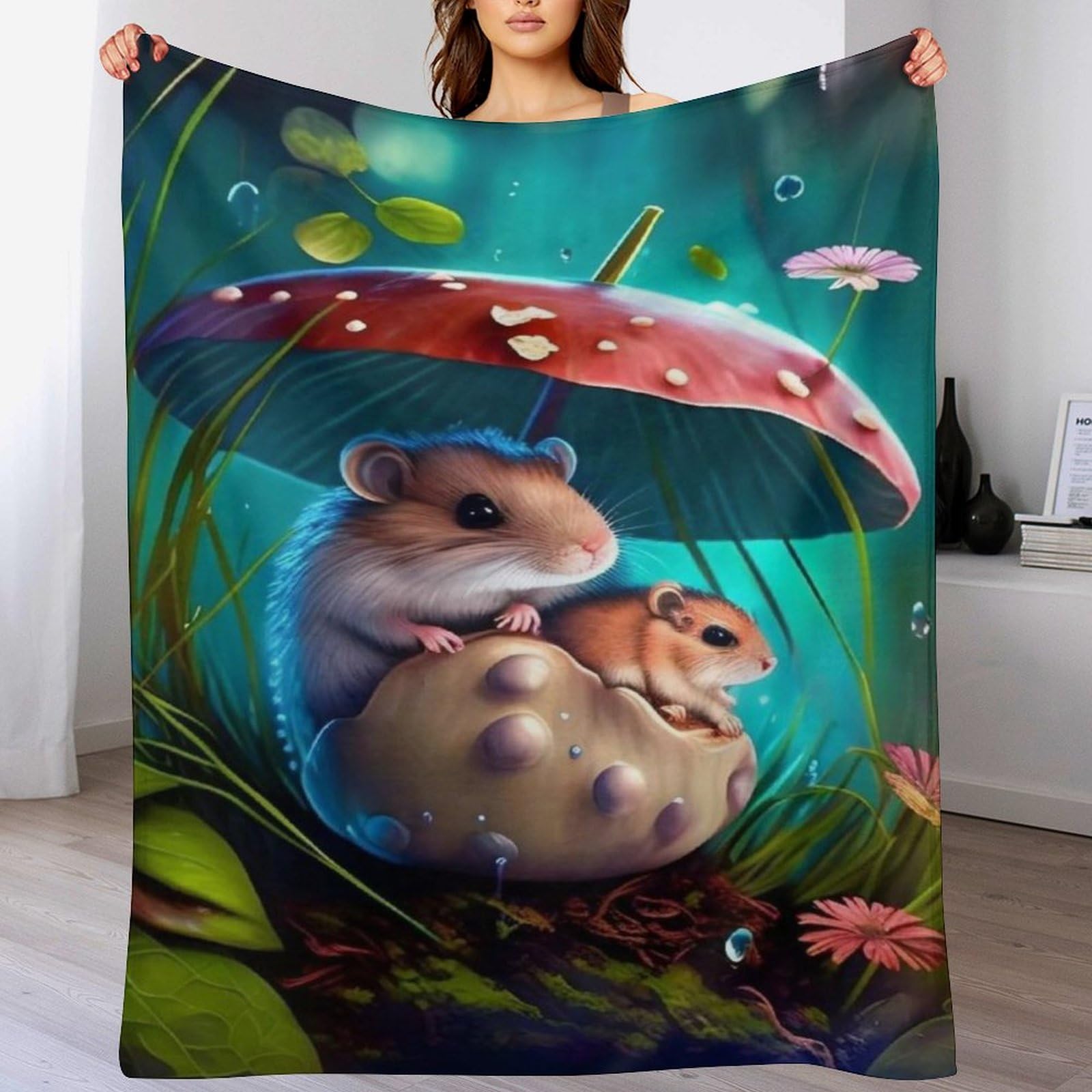 Linge de lit couverture de canapé en polaire de flannel légère souris 3D