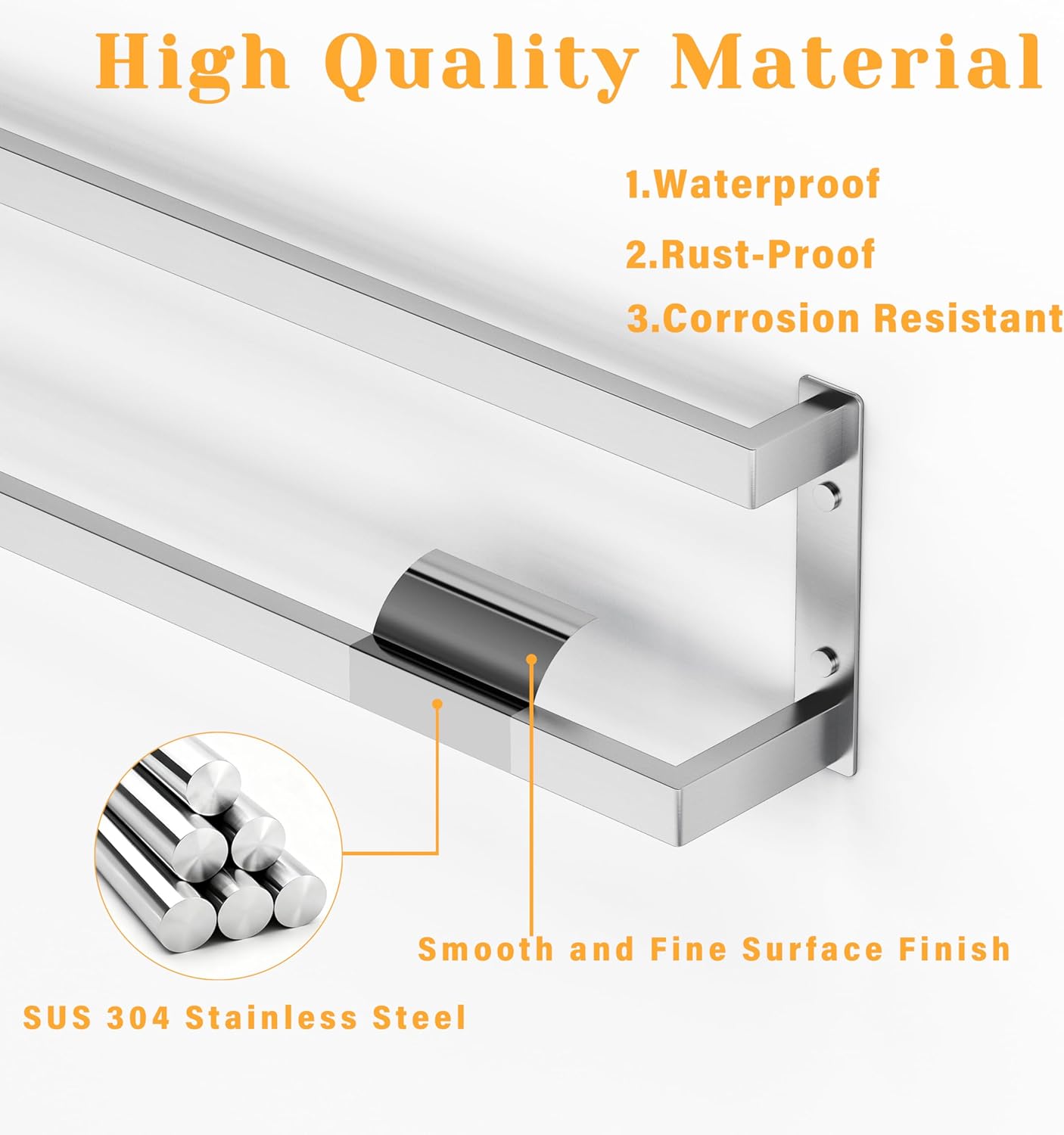 SEIDO 20 Inch Double Towel Bar for Bathroom, Rustproof 304 Stainless Steel Towel Racks for Bathroom Wall Mounted, Heavy Duty 2-Tier Square Ladder Towel Rods Rails for Kitchen/Laundry (Brushed Nickel)