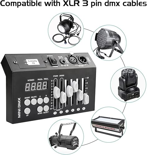 Miniatura 3 de Controlador de luz DMX, controlador Mini DJ, Decodificador de iluminación Dmx512, Iluminación de controlador DMX portátil de 54 canales