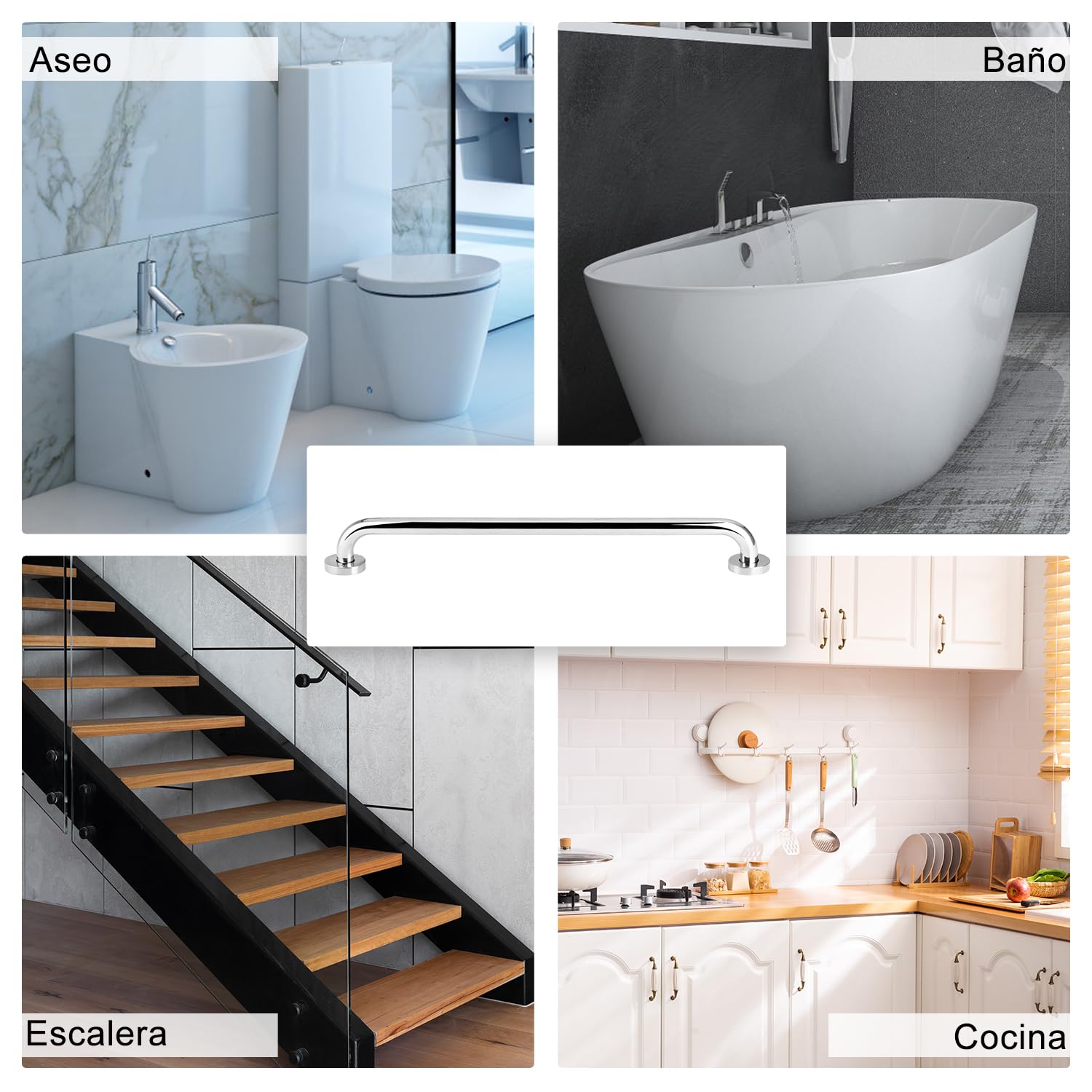 YF Barra de Seguridad para Baño, Acero Inoxidable (paquete de 2) Manija de Ducha, Pasamanos de Seguridad para Bañera, Ducha, Inodoro, 80 cm