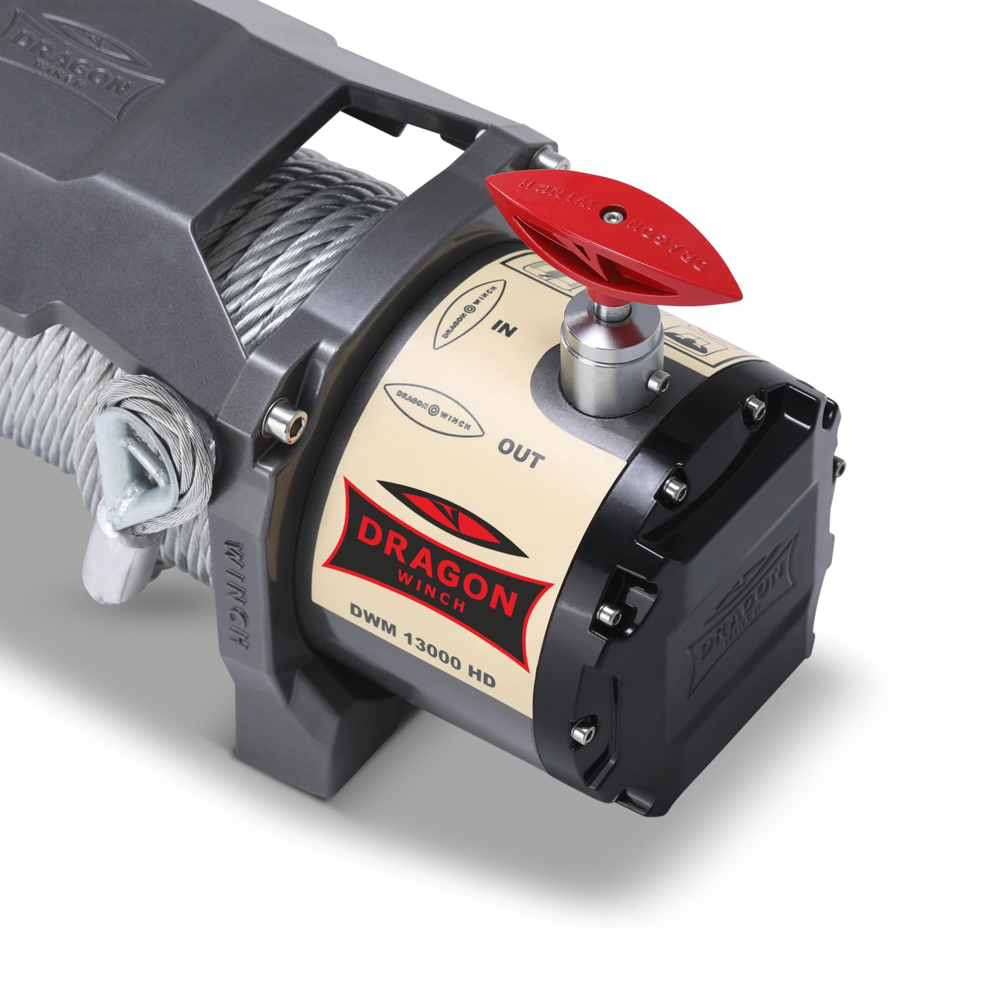 Dragon Winch Cabrestante eléctrico 12V Maverick 13000 lbs / 5897 kg con Cuerda de acero 20m Cabrestante para coche incluido control remoto inalámbrico + accesorios | Estanqueidad IP67