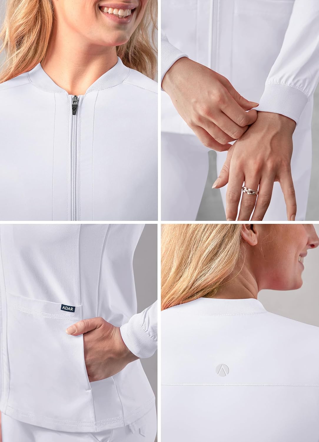 Adar Addition Scrubs for Women - Zippered Bomber Scrub Jacket - Image 4