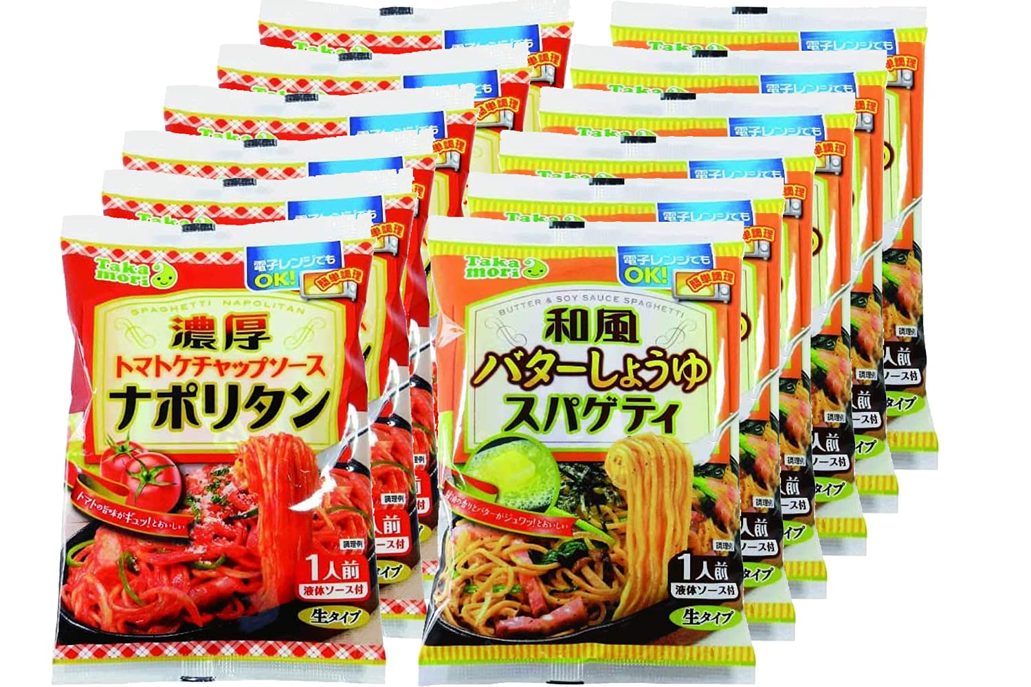 五木食品 タカモリパスタ 濃厚ナポリタン&和風バターしょうゆ 各6個セット(計12個)(セット商品)(電子レンジ調理可能)