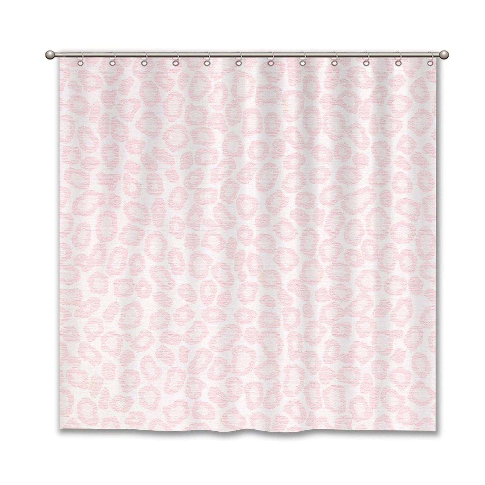 Madcolitote Light Pink White Leopard Print Cheetah Shower Curtain Set with Hooks Chinoiserie Shower Curtain Animal Print Shower Curtains Bathroom Decor Polyester Shower Curtains with Holes