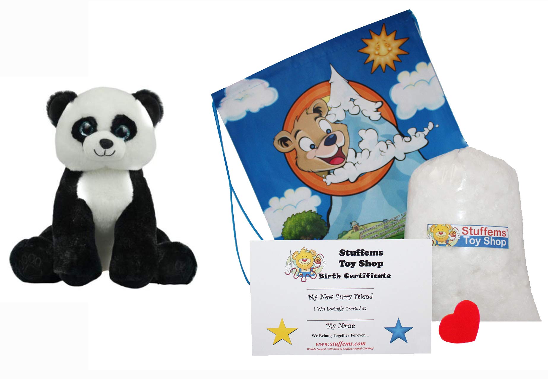 Make Your Own Stuffed Animal Cuddly Panda Bear Kit 16"- No Sew - Kit with Cute Backpack!