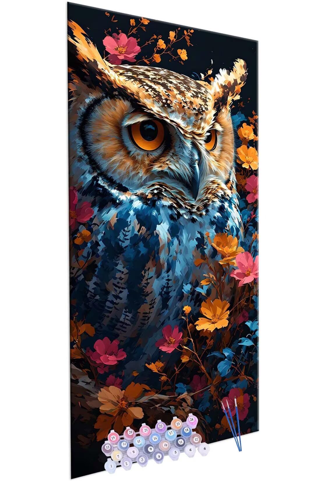 Glslmznq Pintura por Números para Adultos, 90x180cm Acrílica Pintura por Números para Niños Adultos Principiantes Pintura con 3 Pinceles Acuarela Búho Paint by Number Niños Decoración del hogar R753