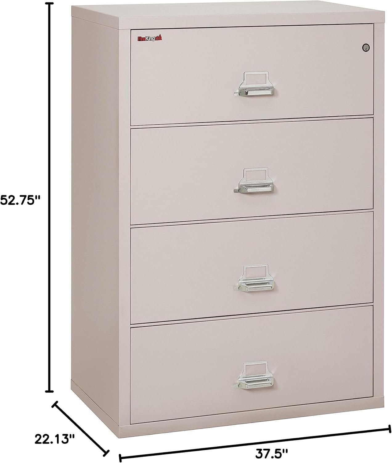 Fireking Fireproof Lateral File Cabinet (4 Drawers, Impact Resistant, Water Resistant), 38" W x 22" D, Platinum, Made in USA