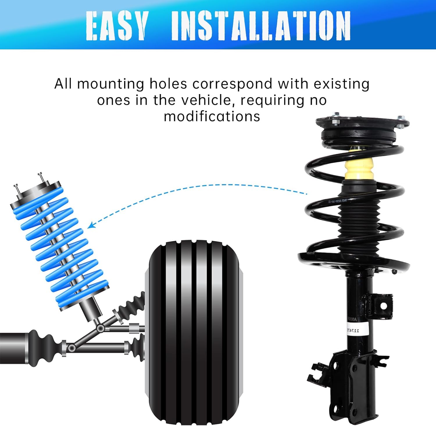 Front Pair Complete Struts Shocks Assembly w/Coil Springs Replacement for 2007-2013 Nissan Altima 2.5L Suspension Kit 172392 172393