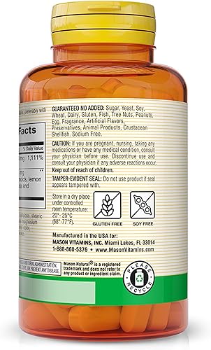 Miniatura 3 de MASON NATURAL Vitamina C 1,000 mg Plus Rose HIPS y complejo de bioflavonoides - Apoya un sistema inmunológico saludable, antioxidante y nutrientes