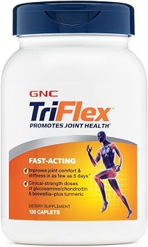 GNC TriFlex سريع المفعول، يحسن راحة المفاصل وتصلبها، جرعات القوة السريرية من الجلوكوزامين/الكوندرويتين والبوسويليا بالإضافة إلى الكركم، 120 كبسولة