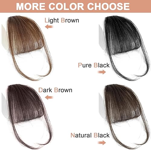 Miniatura 7 de Flequillo con clip, clip de cabello 100% humano, flequillo negro puro, extensiones de cabello con clip, flequillo de aire con clip con sienes,