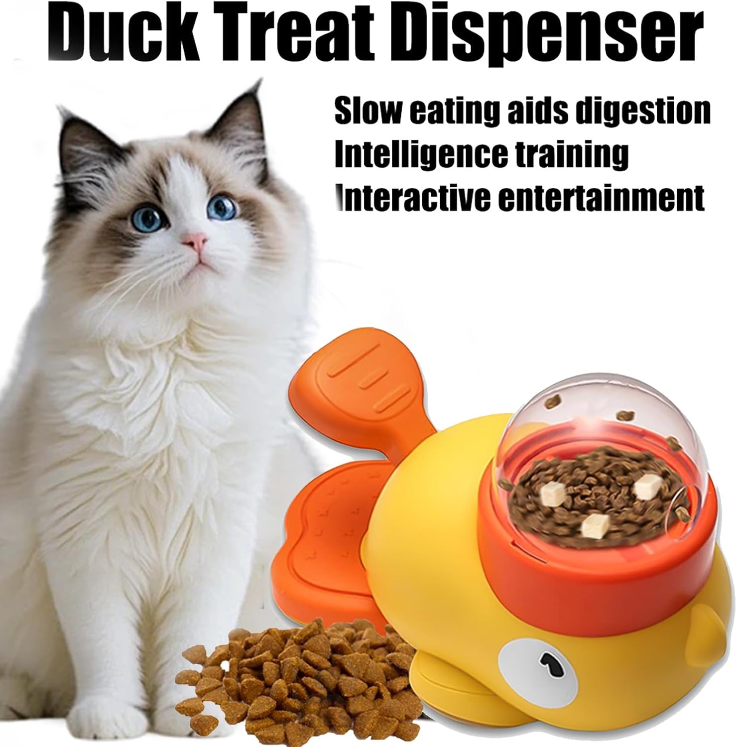 Cat Slot Machine Treat Dispenser, Cat Treat Slot Machine with 3-Adjustable Food Outlets, Interactive Duck Dog Treat Dispenser, Slow Feeder Puzzle Toy for Dog Cat Healthy Eating/IQ Training (2-Pink)