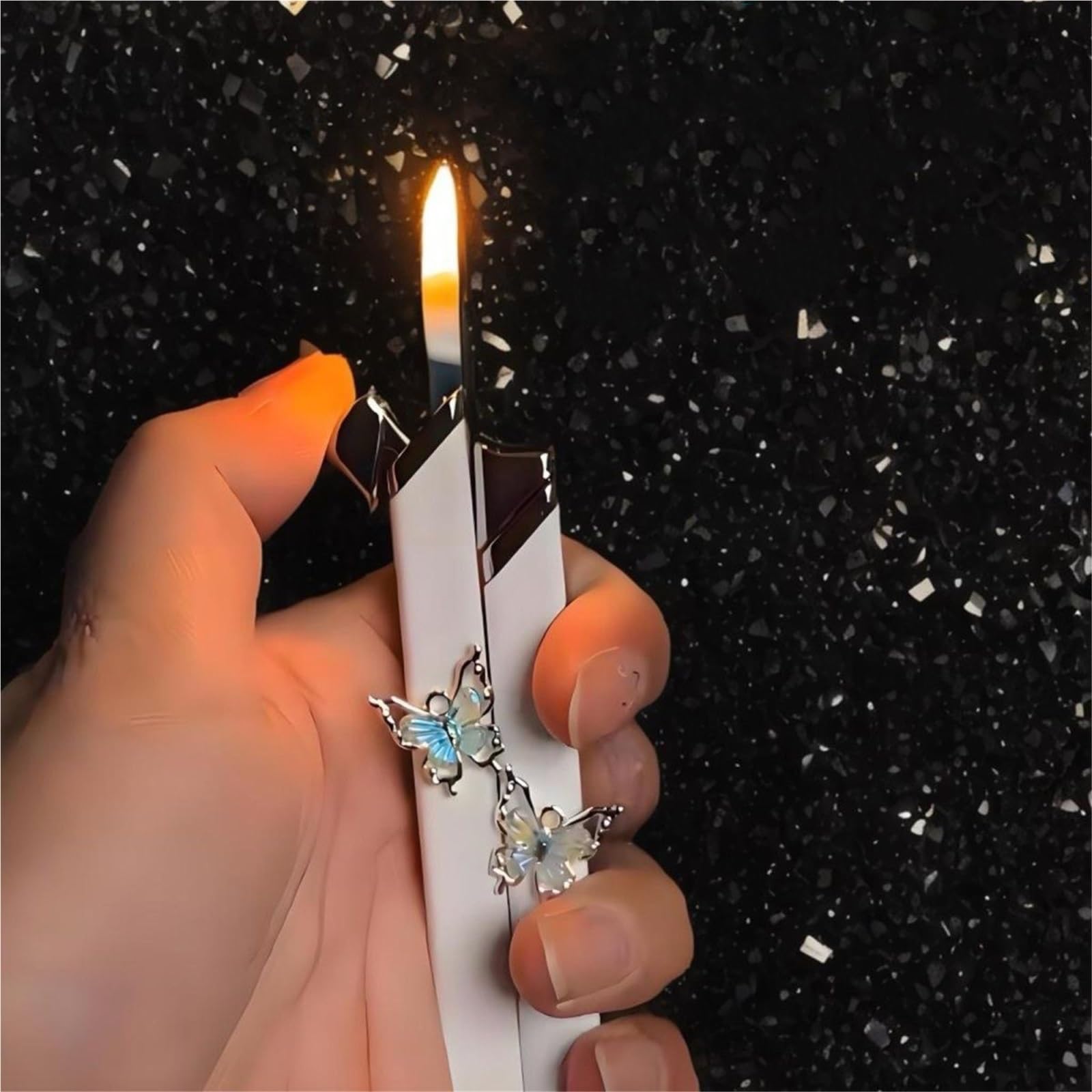 Encendedores de llama suave resistente al viento y recargable con llama ajustable (2 uds.)