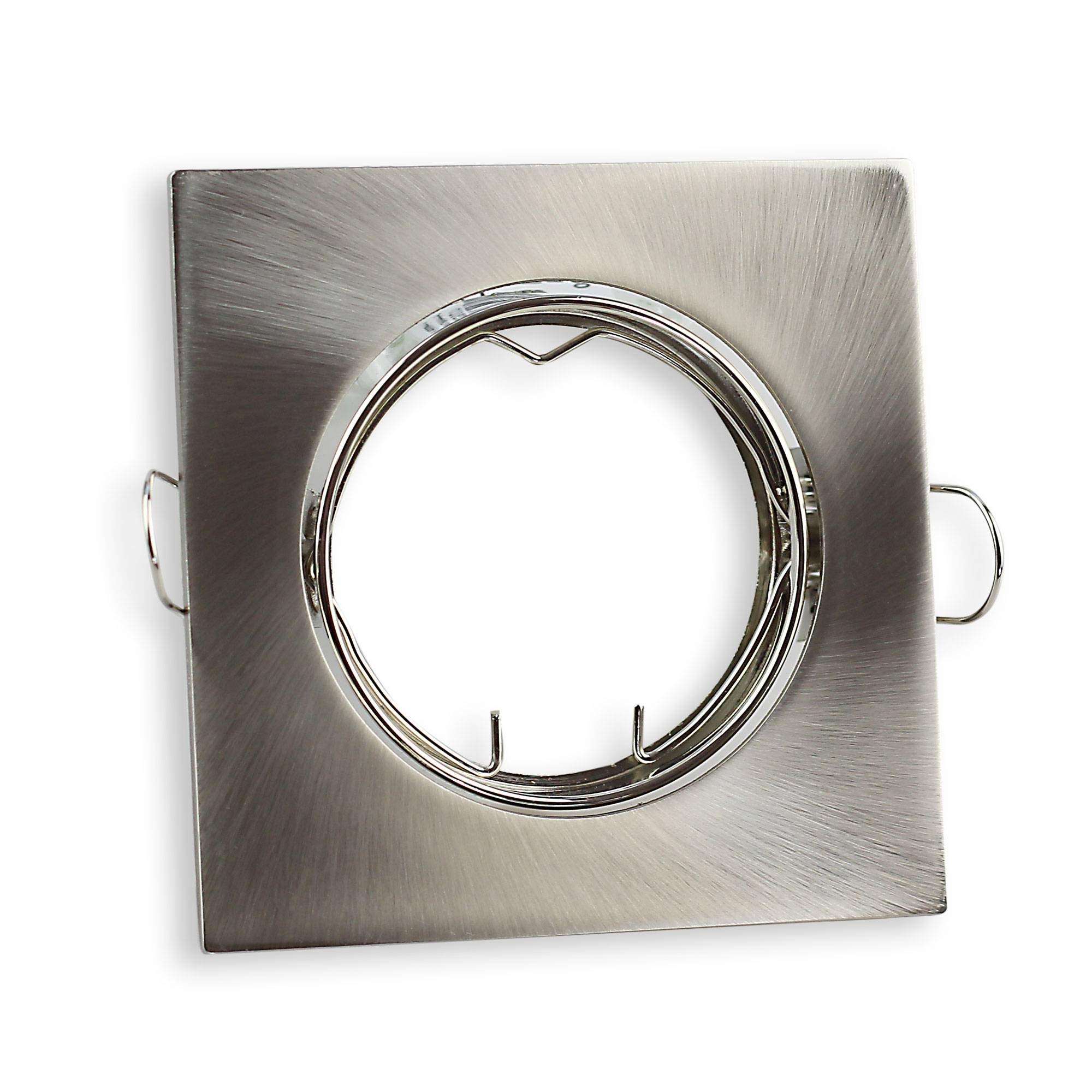 Foco empotrable LED cuadrado 230V - plateado y plano con aleación satinada, caracterizado por su elegante apariencia - regulable y orientable para una óptima iluminación - incl. | blanco neutral
