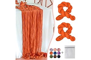 Orange Cheesecloth Table Runner for Boho Gatherings
