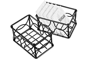 DLUGOPIS 2 Packs Sugar Packet Holder Black Metal Tea Bag Organizer