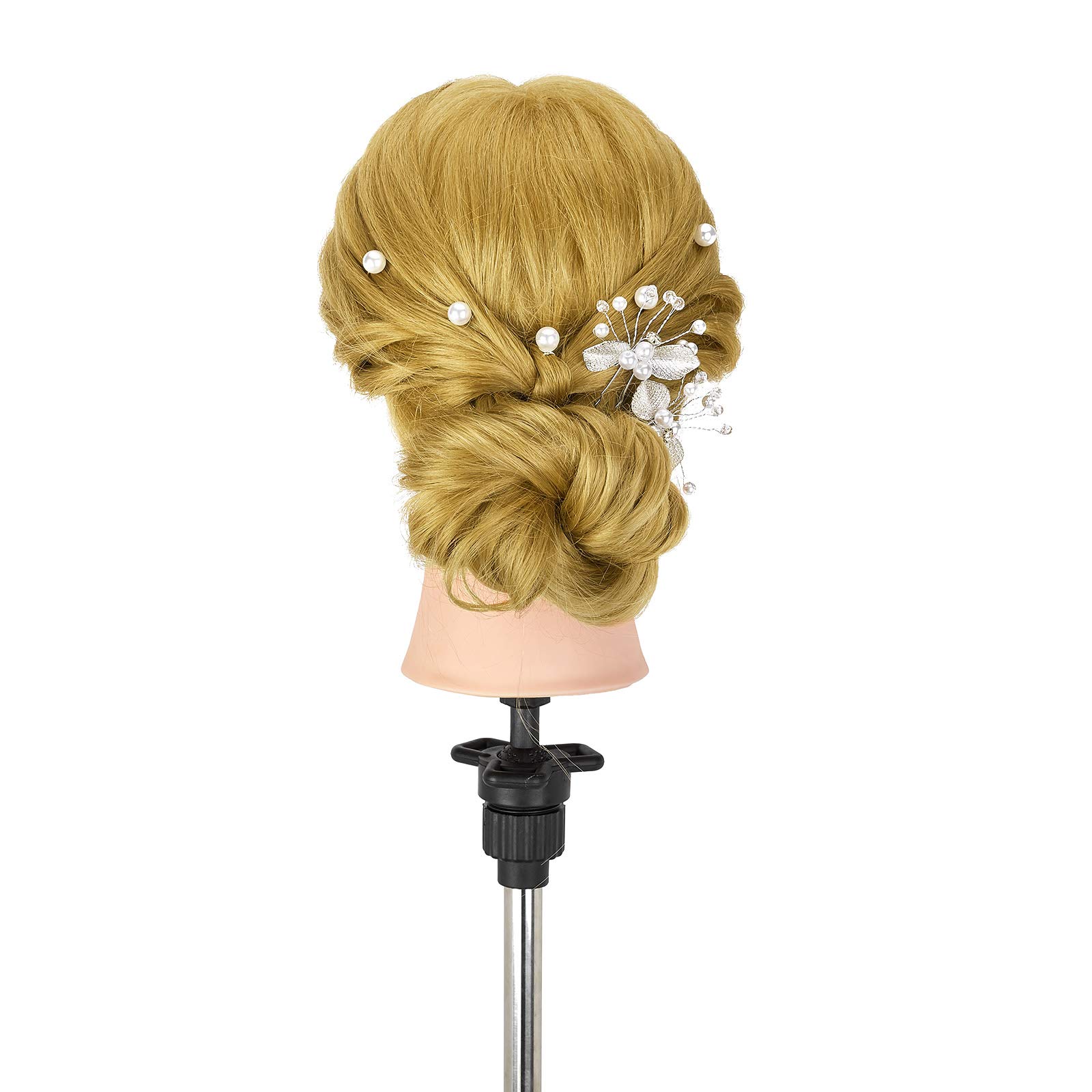 Neverland Beauty 56cm 100% Cabello natural Cabezas ejercicio cabeza peluquería cosmetología práctica maniquí cabeza muñeca con soporte y DIY Hairdressing Herramientas Accesorios Set #27