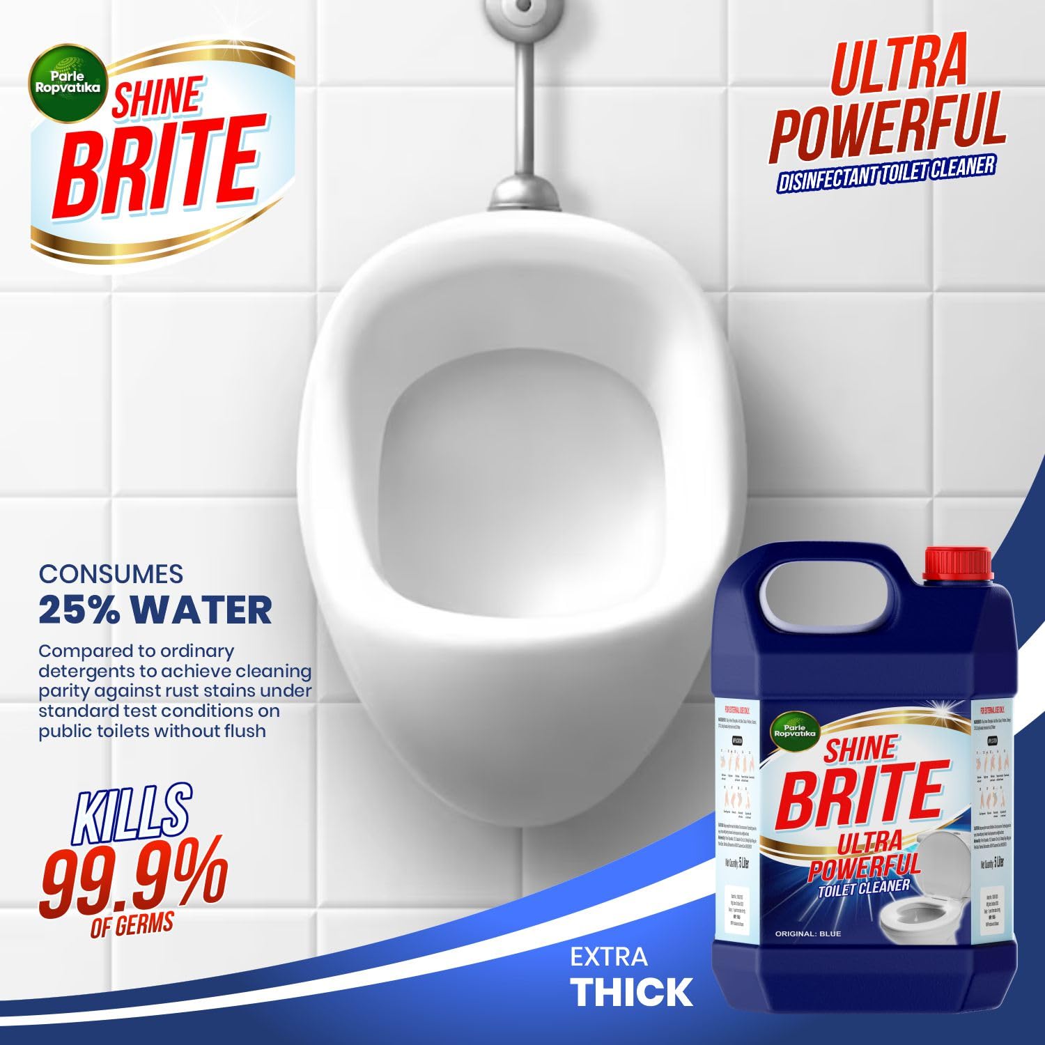 Parle Ropvatika ShineBrite Original Blue Ultra Powerful Toilet Cleaner Liquid | Suitable for Toilet Bowls (Toilet Cleaner 5l + Laundry Detergent 5l) 2