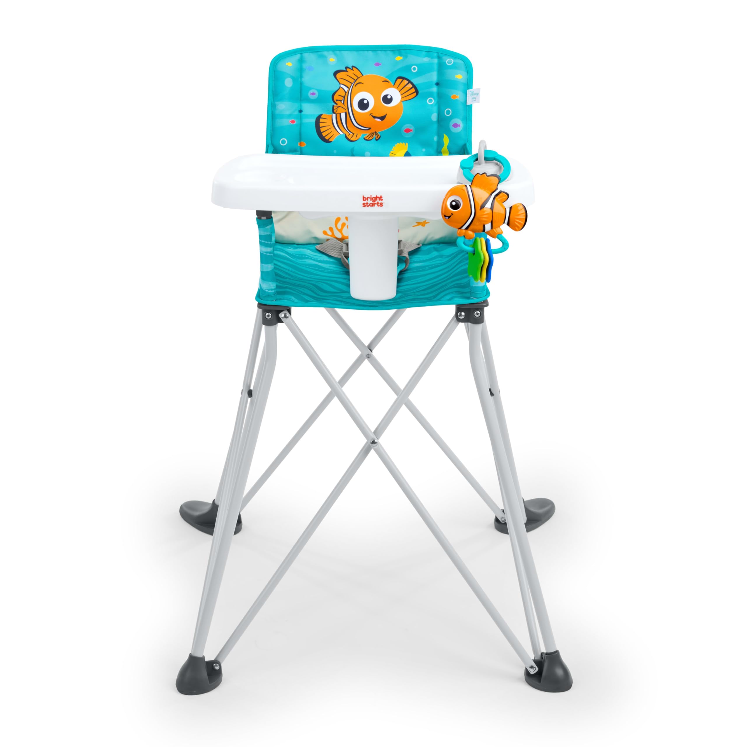 Bright Starts Disney Baby Finding Nemo Pop ‘n Dine Portable Highchair, Suction Cup Nemo Toy, Space Saving High Chair for Indoor/Outdoor Dining with